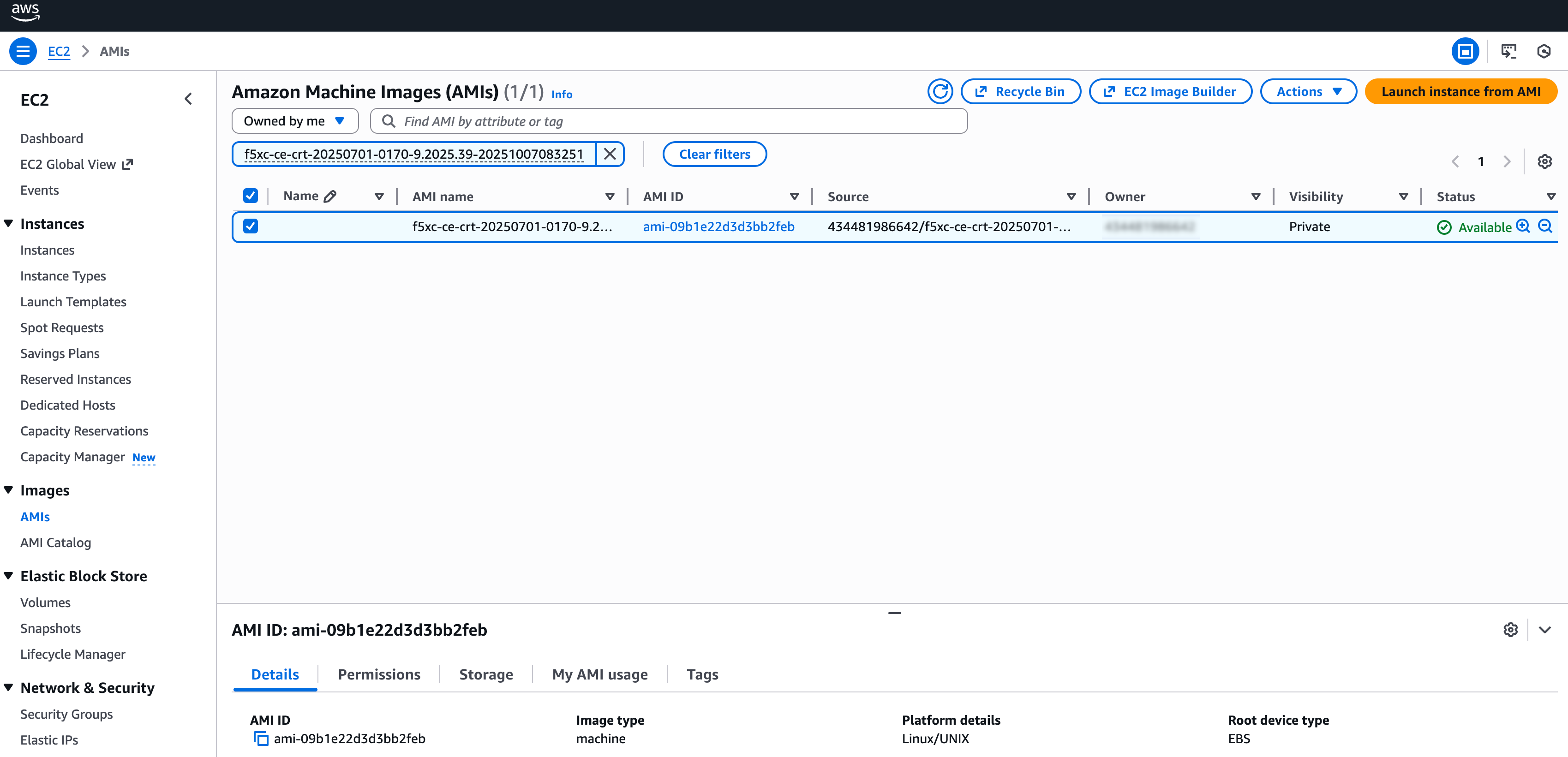 Figure: Find AMI Listing