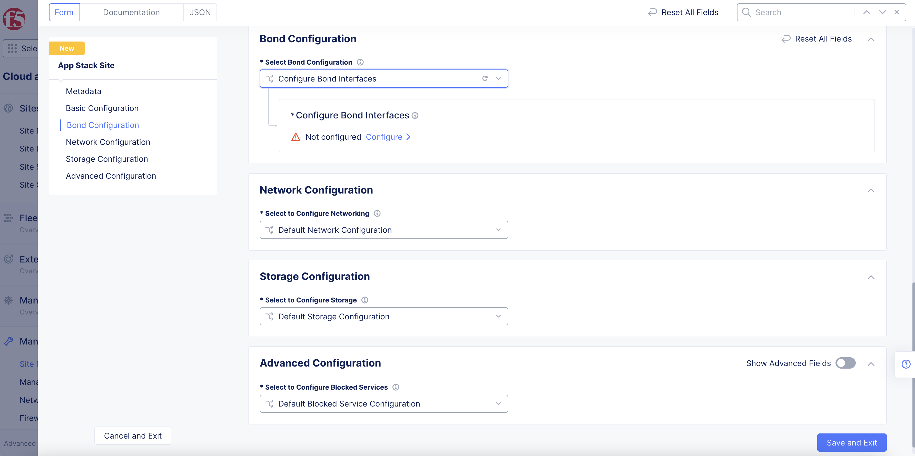 Figure: Bond Configuration Section