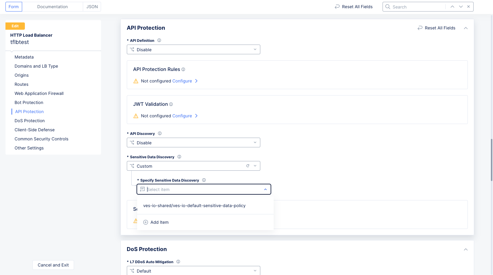 Figure: Select Sensitive Data discovery