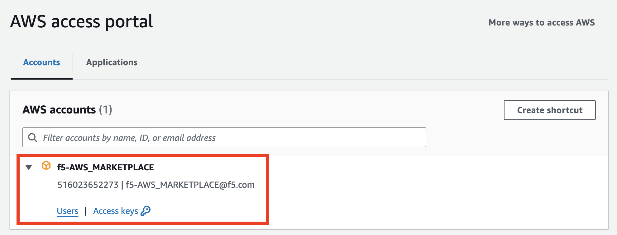 Figure: AWS Access Portal